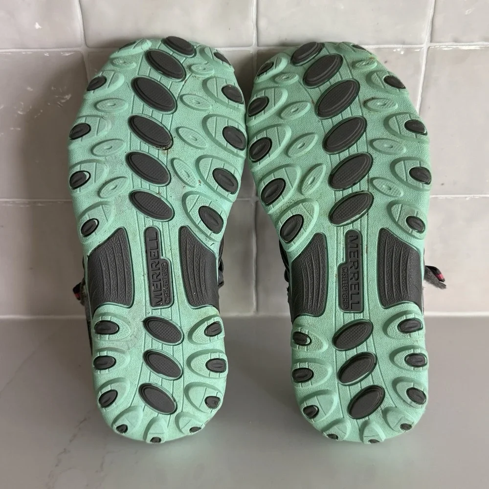 Merrell Hydro H2O Hiker Sandals Girls 3 Hook Loop Gray Pink Outdoors Watersports